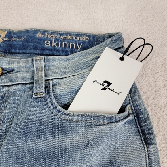 7 For All Mankind Slim Illusion Luxe High Waist Ankle Skinny Denim Jeans 27 NEW - Picture 7 of 16